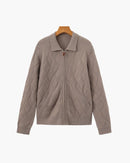 Heritage Diamond Knit Zip Cardigan
