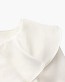 Pearl Button Ruffle Midi Dress