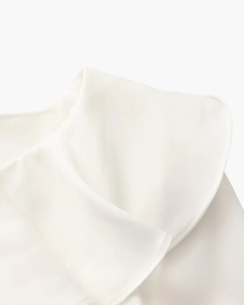 Pearl Button Ruffle Midi Dress