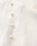 Pearl Button Ruffle Midi Dress