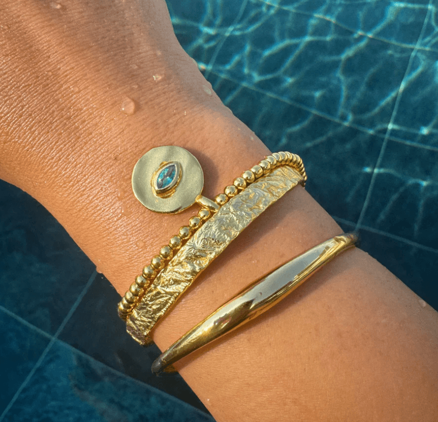 Gold Cuff Bracelet with Texture