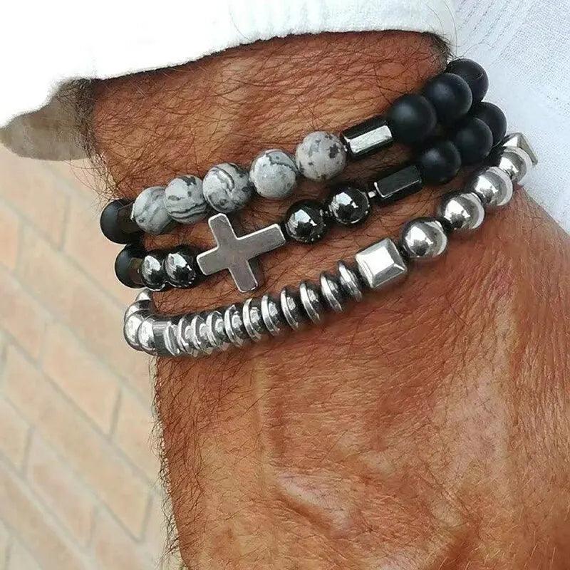 3 Hematite Silver Bracelet