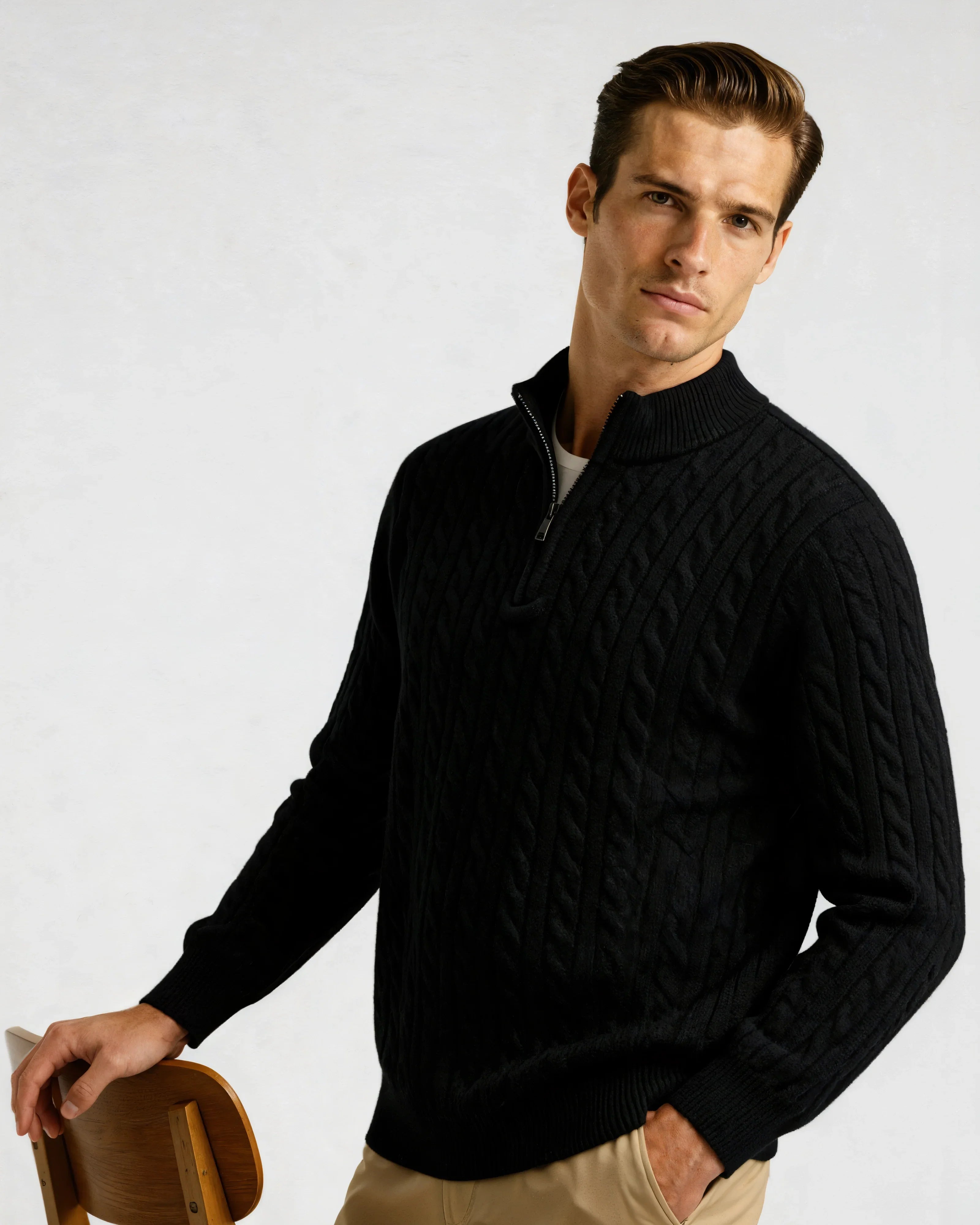 100% Cashmere Woven Half Zip