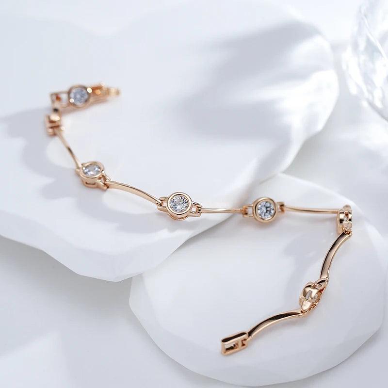 Bracelet Luxe Zircon Naturel Or Rose 585 - CLOTHO STORE