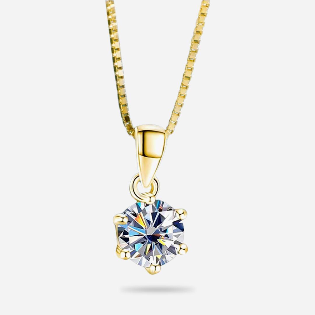 1 Carat Moissanite Necklace - 18k Gold Plated Sterling Silver