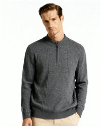 100% Cashmere Ribbed Half Zip